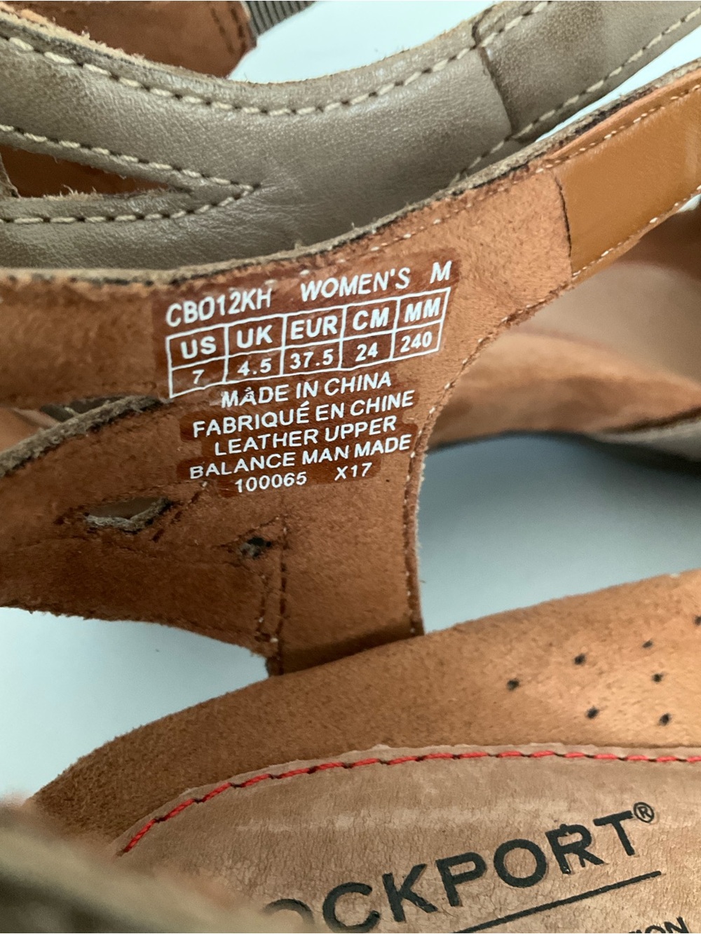 Rockport Cobb Hill Collection Women 7 Taupe T-Strap Low Heel Sandals NEW in Box - Picture 9 of 12